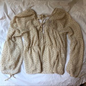 XS For Love & Lemons Sheer Polka Dot Top